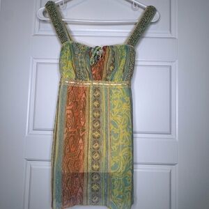 Jordache Green and Orange Patterned top